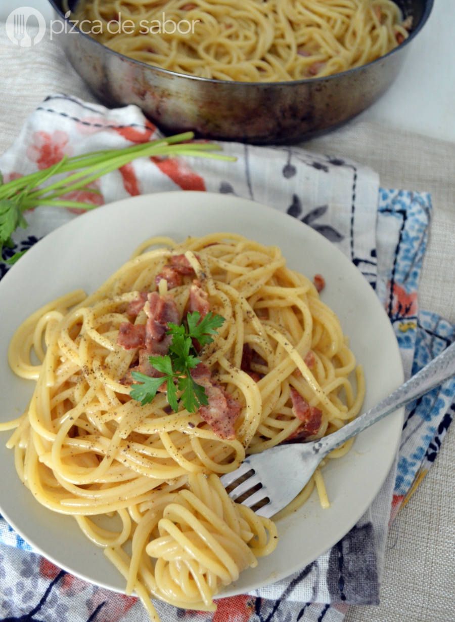 Espagueti A La Carbonara Pizca De Sabor