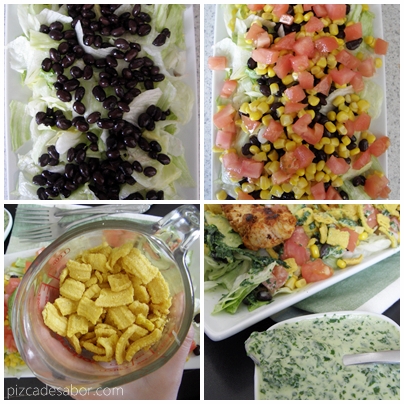 Ensalada tex-mex con aderezo de cilantro y yogurt y frituras de maíz - www.pizcadesabor.com 