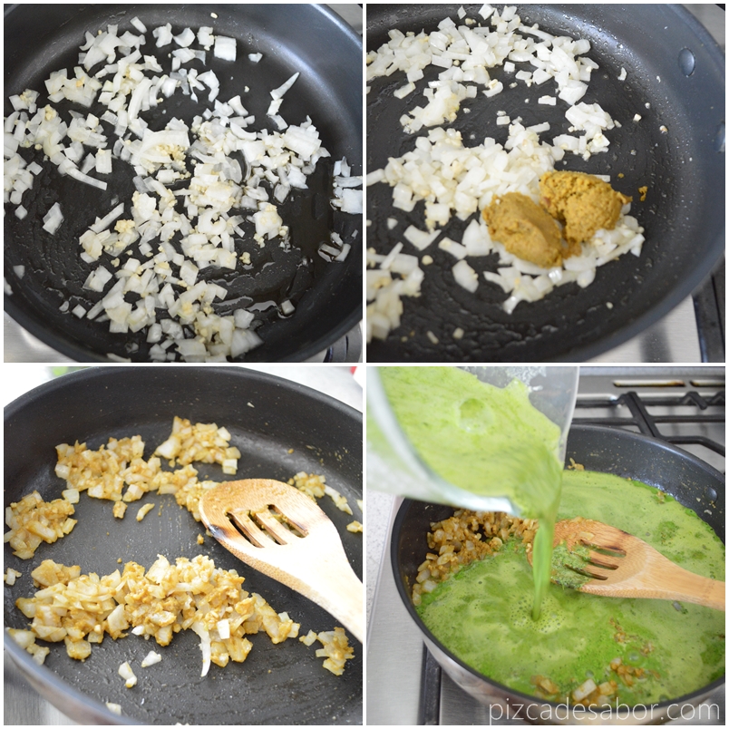 Curry verde con espinaca, brócoli, espárragos, edamame y pescado – www.pizcadesabor.com