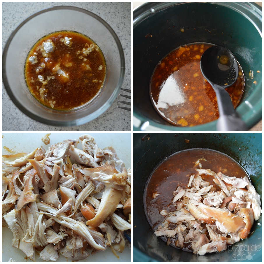Pollo con miel, salsa de soya, jengibre y ajonjolí en la crockpot – olla de lento cocimiento www.pizcadesabor.com 