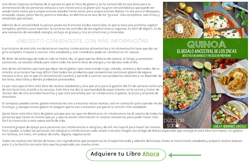 Venta de mi libro Quinoa: El Regalo Ancestral de los Incas. Recetas  Saludables y Fáciles de Preparar - Pizca de Sabor