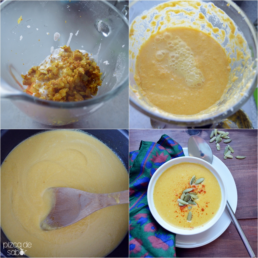 Sopa thai de calabaza con curry y leche de coco (butternut squash) www.pizcadesabor.com