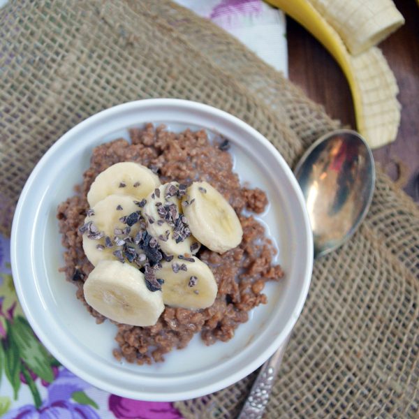 Avena con plátano y chocolate