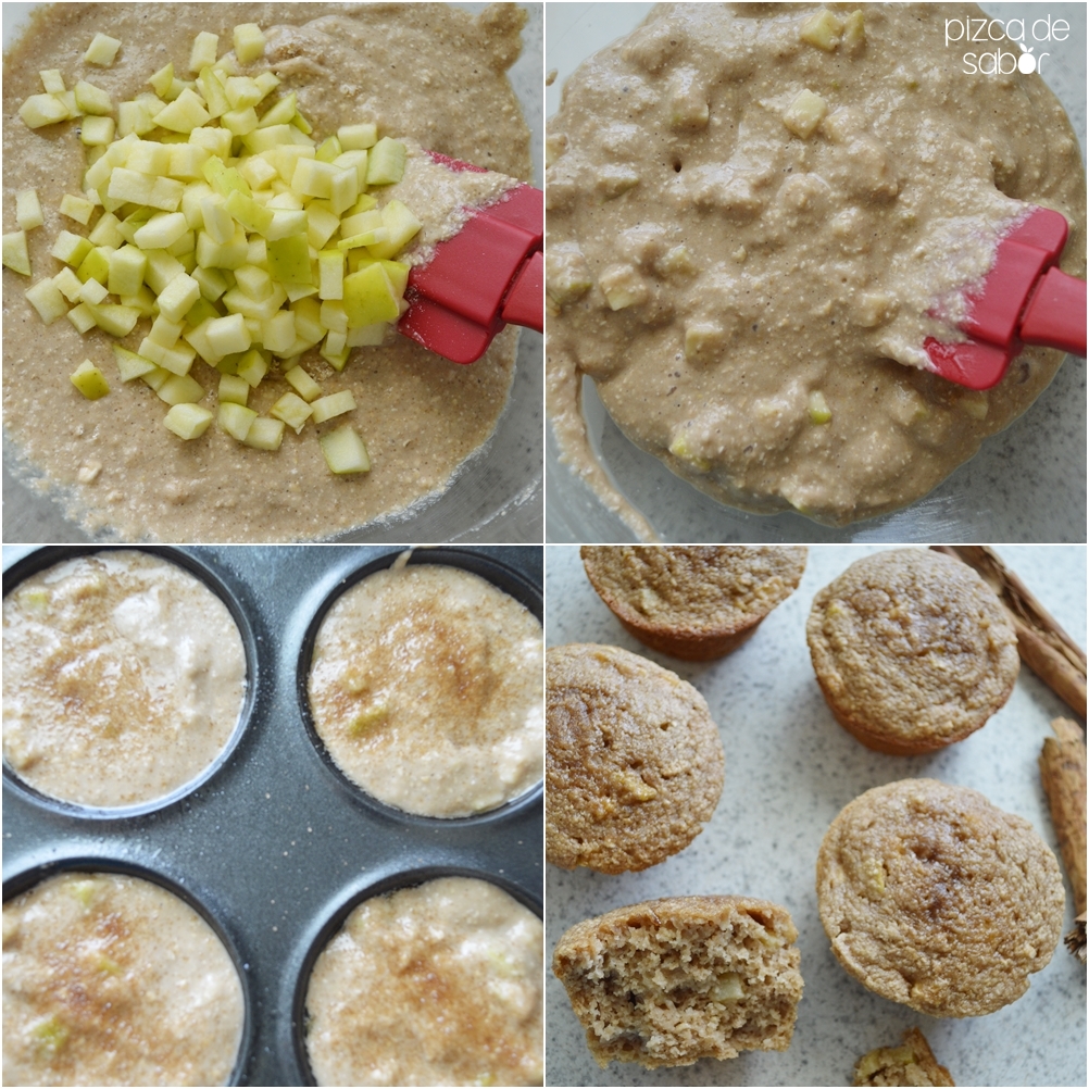  Muffins de manzana, canela y avena (sin trigo)   www.pizcadesabor.com