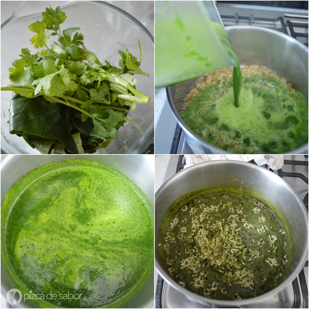 Cómo hacer arroz verde www.pizcadesabor.com