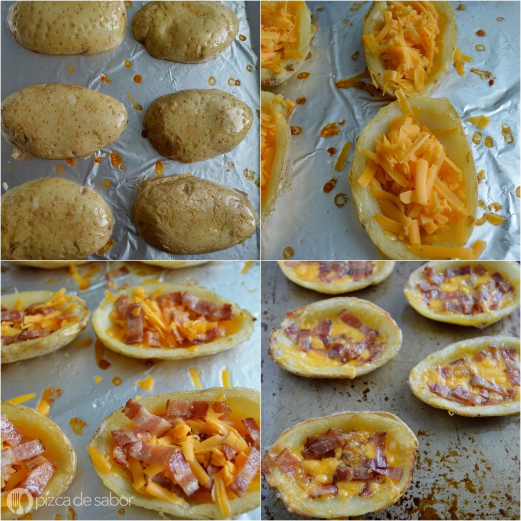 Cómo hacer cáscaras de papa o potato skins www.pizcadesabor.com 