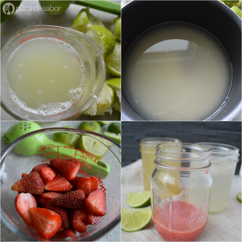 Limonada de fresa fácil (strawberry lemonade) www.pizcadesabor.com 