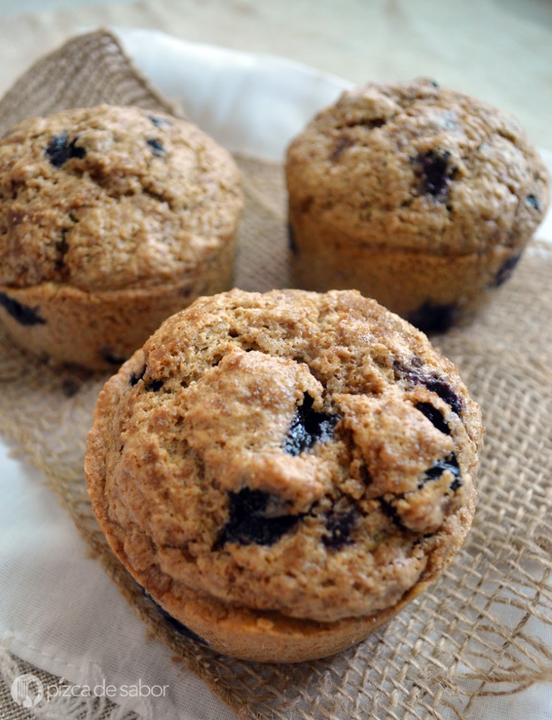 Muffins integrales de moras azules – blueberries www.pizcadesabor.com 