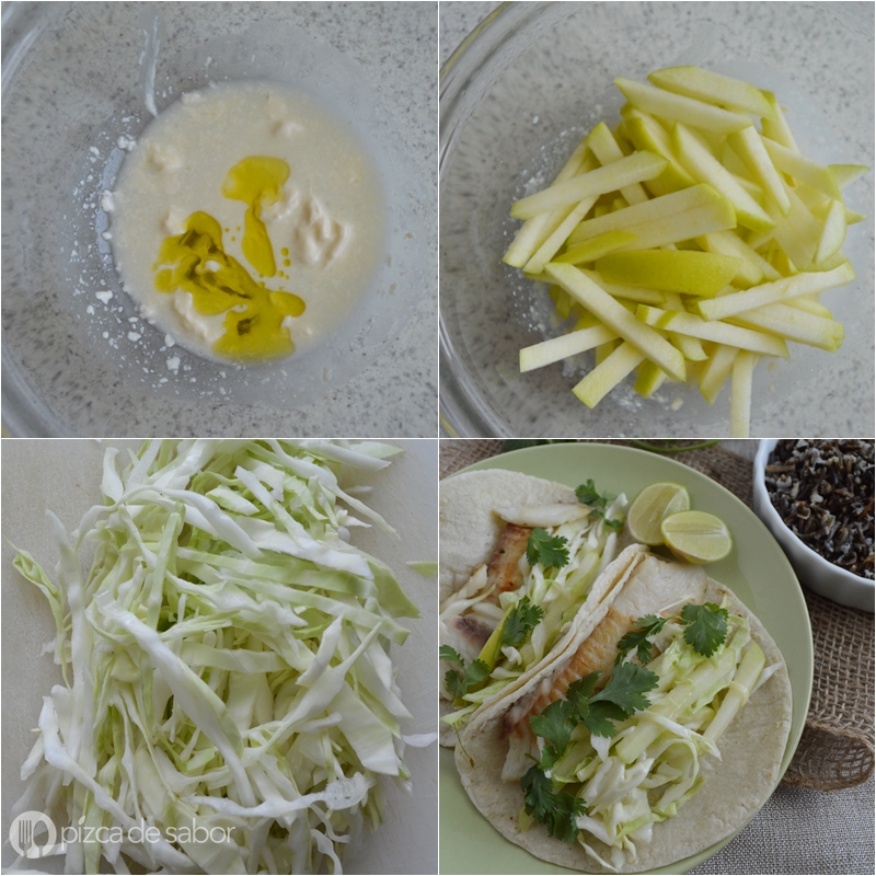 Tacos de pescado con ensalada de col al limón www.pizcadesabor.com 