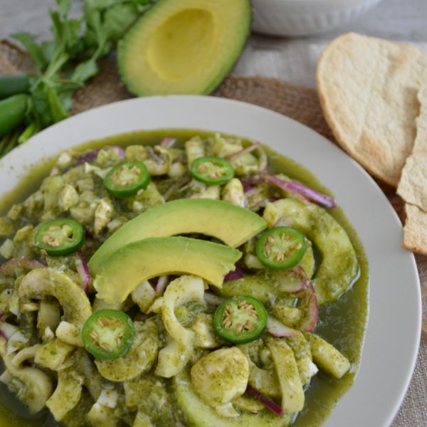 Aguachile vegano de champiñones y palmitos