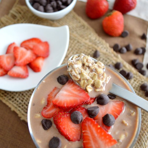 Avena fresas con chocolate