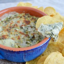 Dip de alcachofa con espinaca www.pizcadesabor.com