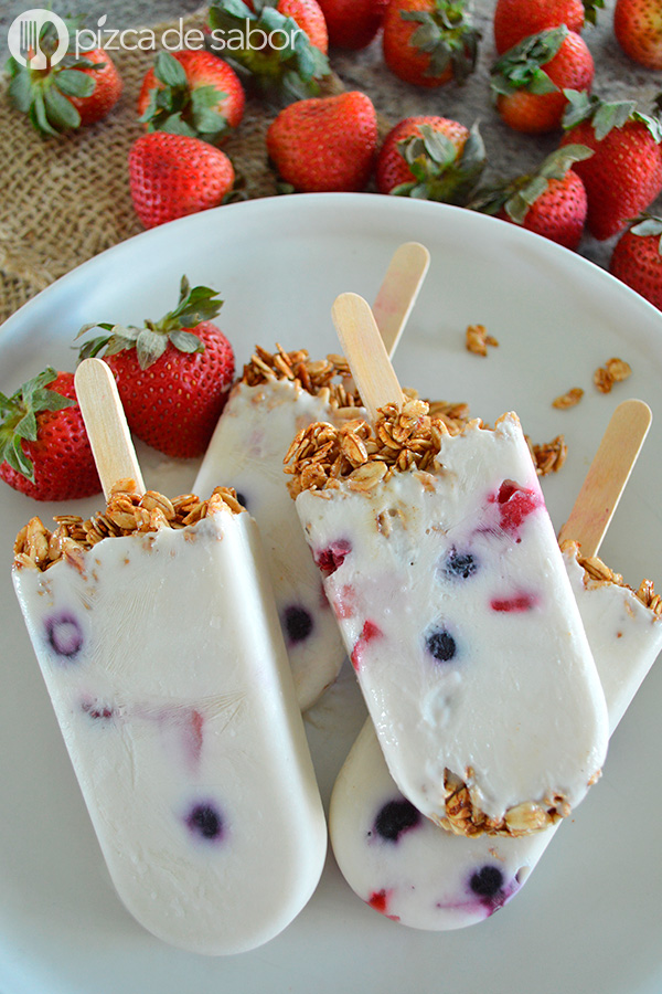 Paletas de yogurt con avena www.pizcadesabor.com 
