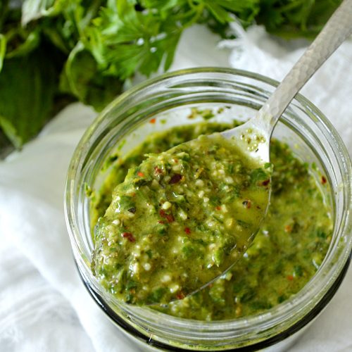 Chimichurri con albahaca www.pizcadesabor.com