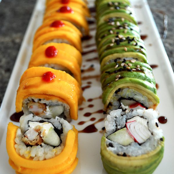 Sushi con camarones crujientes