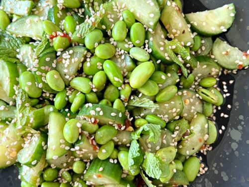 Ensalada de edamame y pepino - Pizca de Sabor