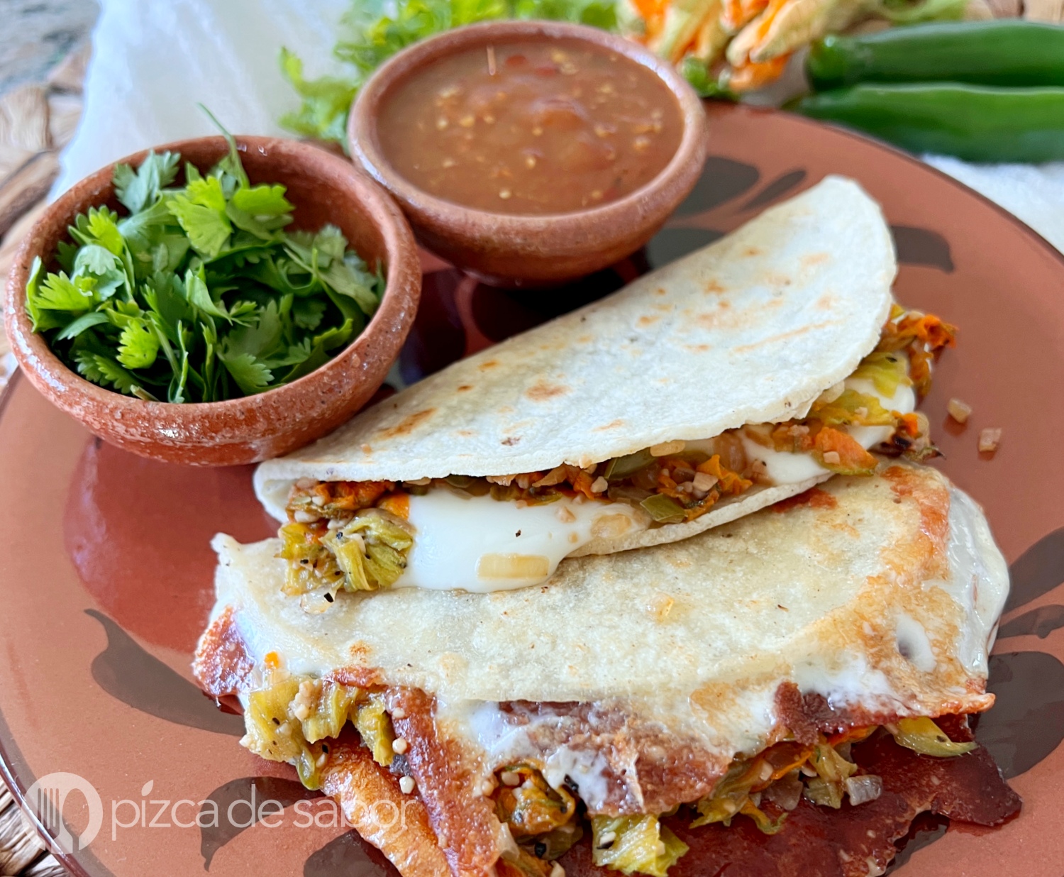 Quesadillas de flor de calabaza Pizca de Sabor